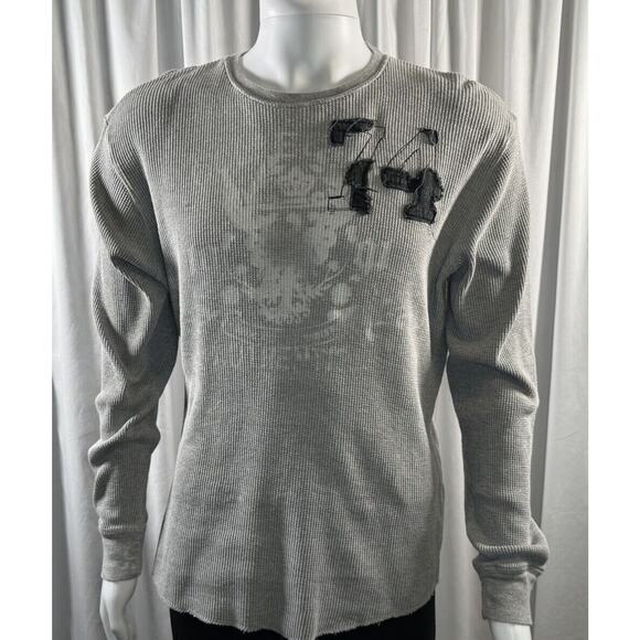 Red Camel Graphic Waffle Long Sleeves T Shirt, Gray & Blue, Sz: L, 76-32 - Picture 1 of 16